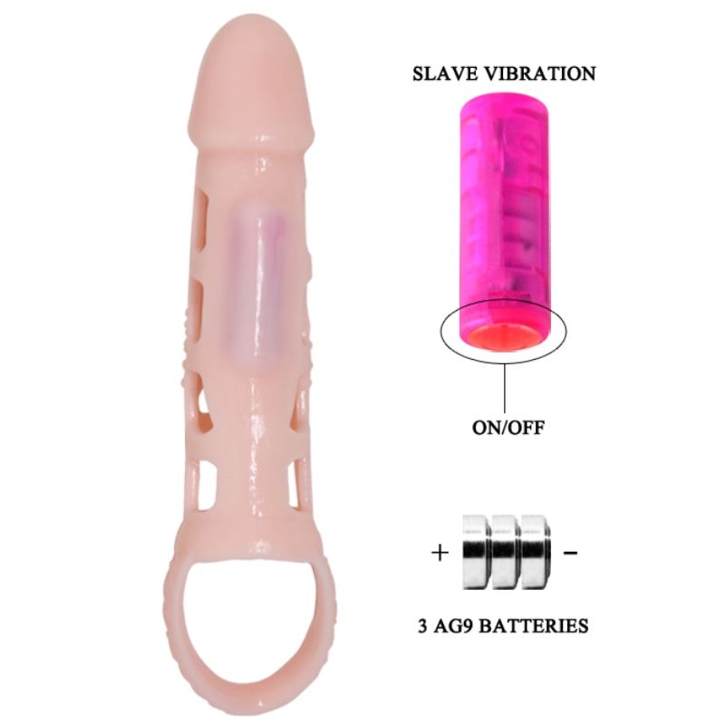 BAILE - CAPA EXTENSORA DE PÊNIS COM VIBRAO E ALA NATURAL 13.5 CM - Image 4